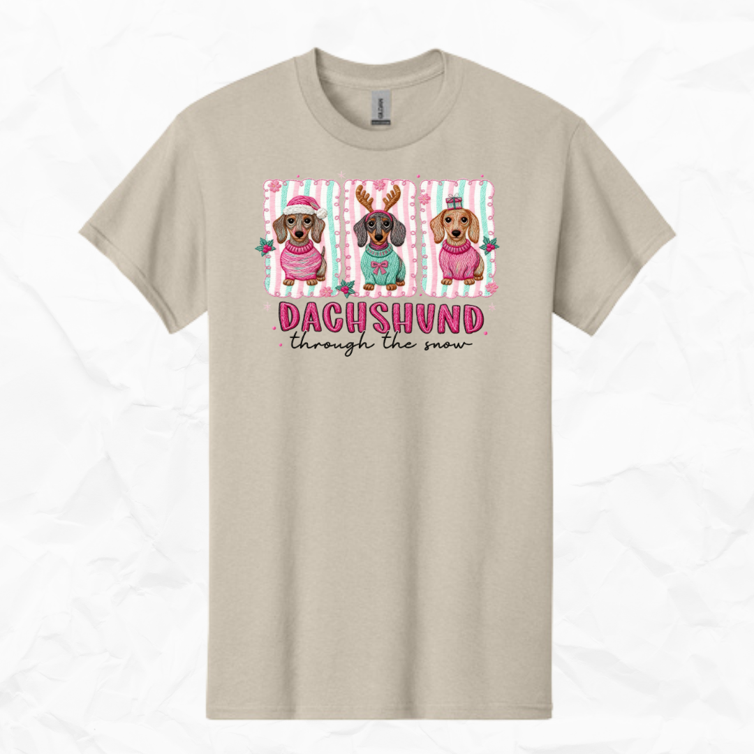 Dacushund through the snow