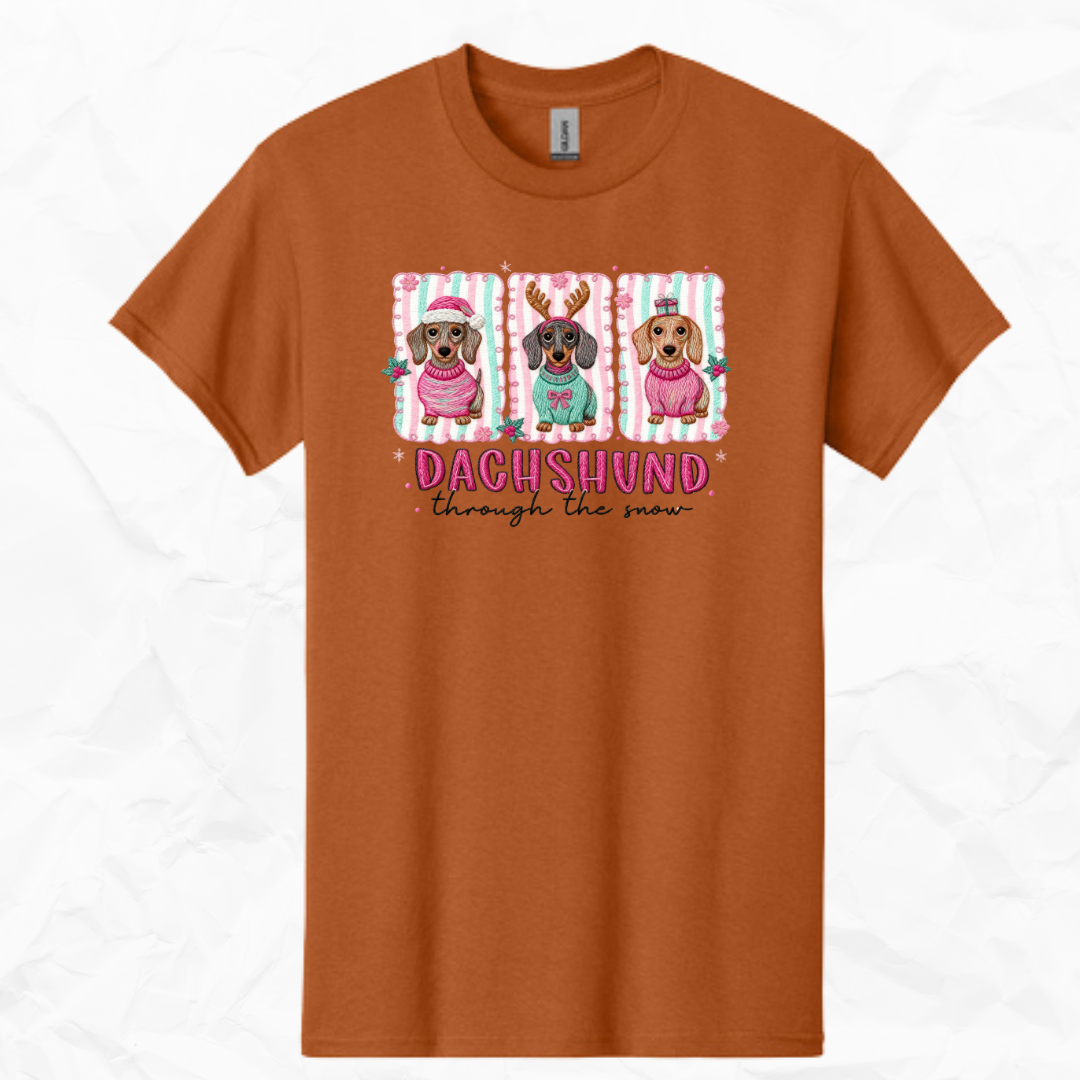 Dacushund through the snow